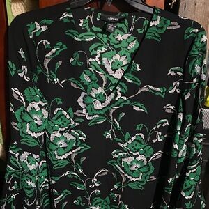 Alfani Floral Black and Green Blouse